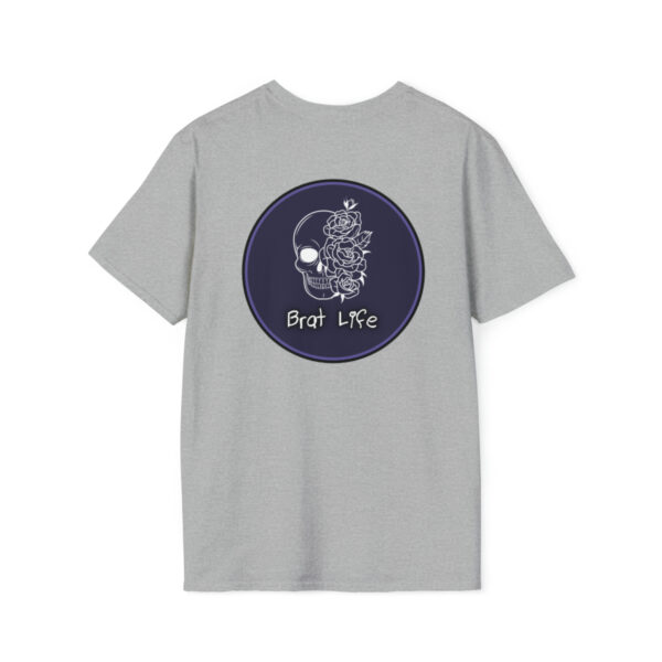 Brat Life "Rose Skull on Back" Unisex Softstyle T-Shirt - Image 5