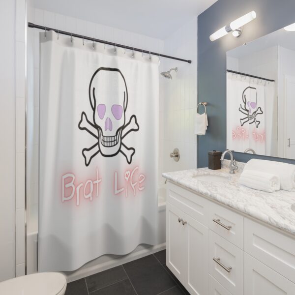 Brat Life Skull Shower Curtains - Image 2