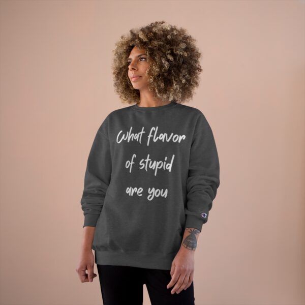 Brat Life "What Flavor of Stupid Are You" Champion Sweatshirt - Image 8