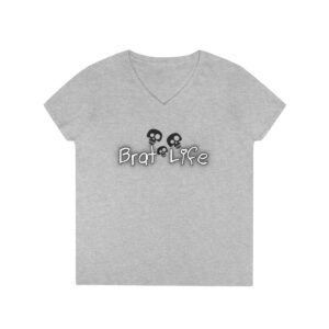 Brat Life Cute TriSkull Ladies' V-Neck T-Shirt