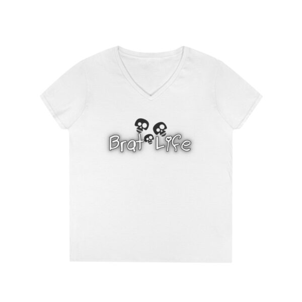 Brat Life Cute TriSkull Ladies' V-Neck T-Shirt - Image 4