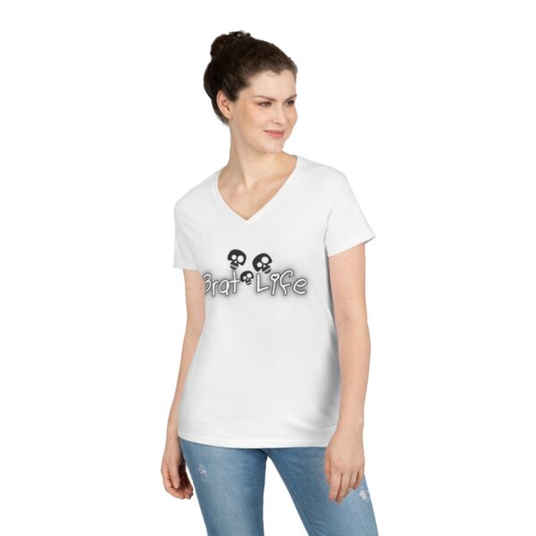 Brat Life Cute TriSkull Ladies' V-Neck T-Shirt - Image 6