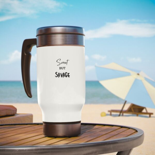 Sweet but Savage Brat Life Stainless Steel Travel Mug with Handle, 14oz - Image 6