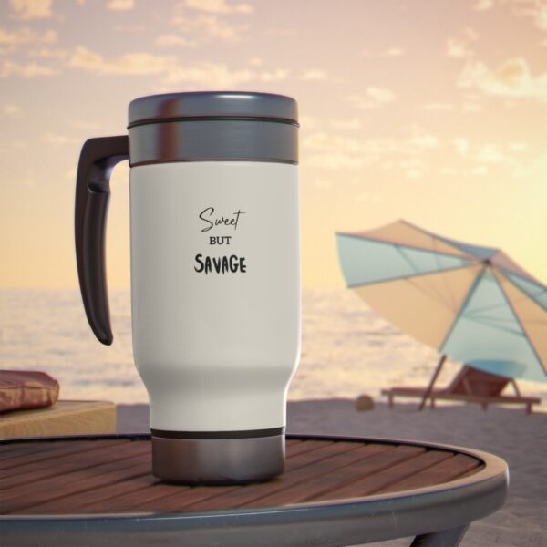Sweet but Savage Brat Life Stainless Steel Travel Mug with Handle, 14oz - Image 7