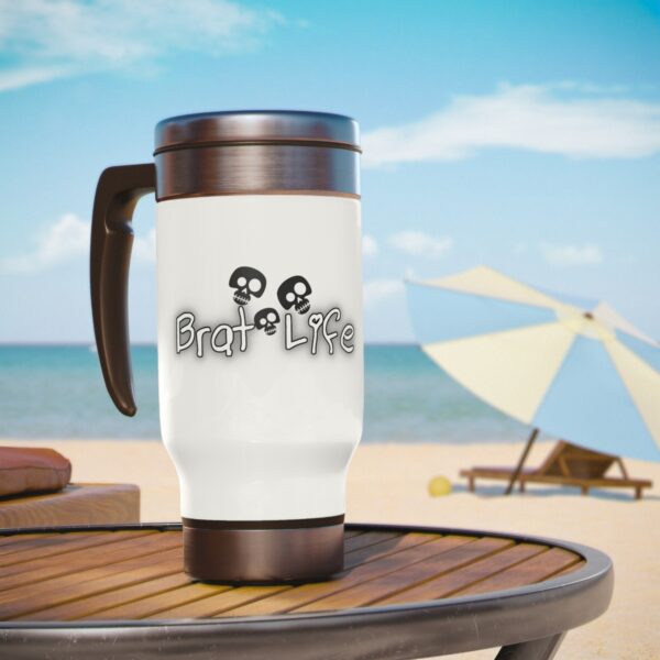 Brat Life TriSkull Stainless Steel Travel Mug with Handle, 14oz - Image 6