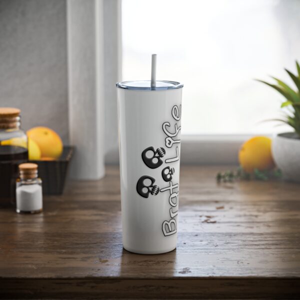 Brat Life TriSkull Skinny Steel Tumbler with Straw, 20oz - Image 7