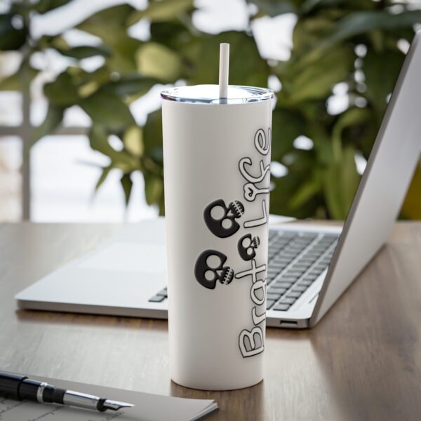 Brat Life TriSkull Skinny Steel Tumbler with Straw, 20oz - Image 8