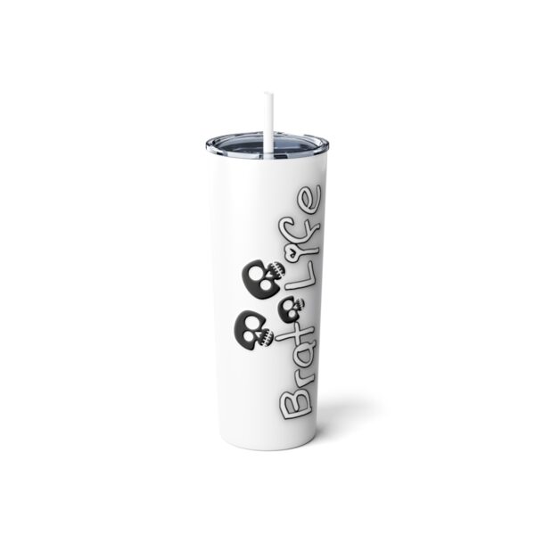 Brat Life TriSkull Skinny Steel Tumbler with Straw, 20oz