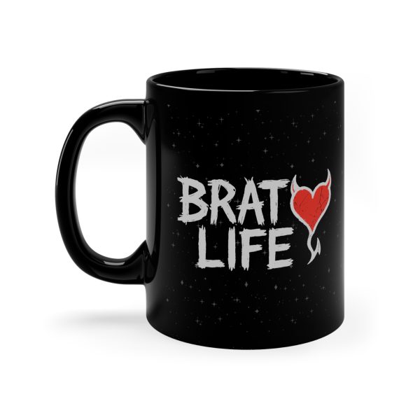 Brat Life Starry Night - Black Coffee Mug - 11oz Devil Heart Design