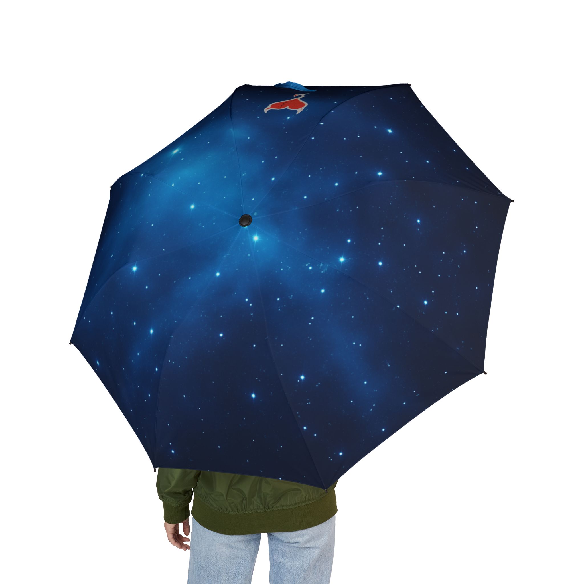 Starry Night Heart Foldable Umbrella — Semi‑Automatic Compact Rain Umbrella - Image 4