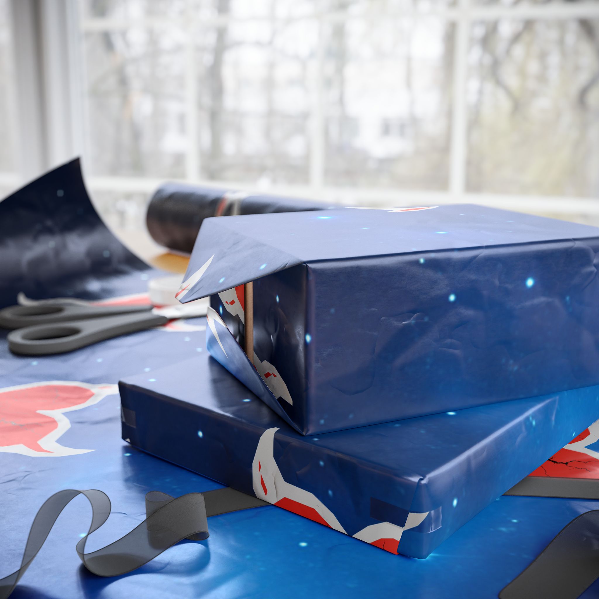 Romantic Space Heart Wrapping Paper — Galaxy Red Heart Gift Wrap for Valentine’s Day - Image 10