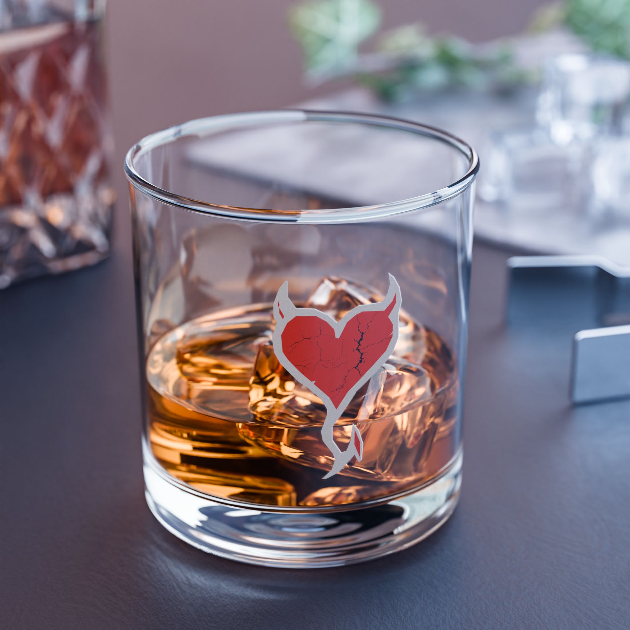 Rogueheart Rocks Glass – 10oz Devil-Themed Drinkware