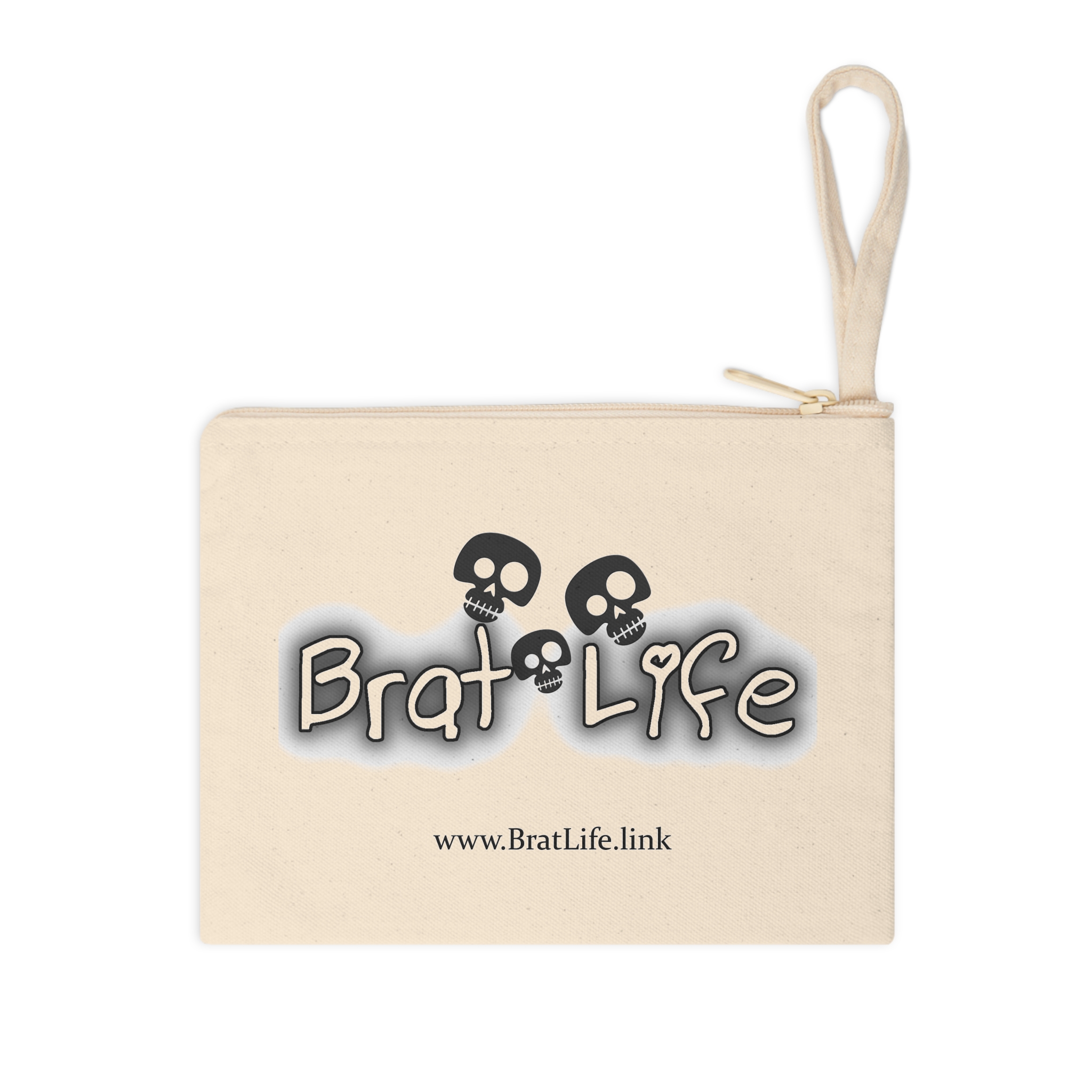 Brat Life TriSkull Cotton Zipper Pouch