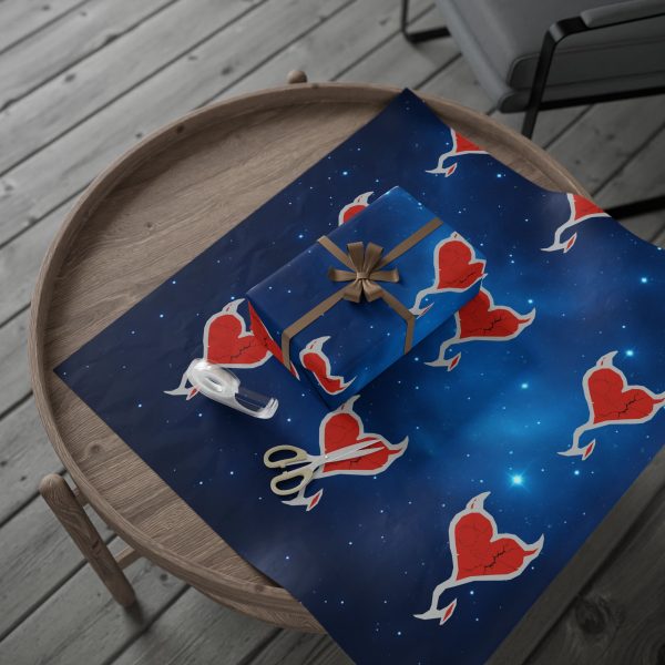 Romantic Space Heart Wrapping Paper — Galaxy Red Heart Gift Wrap for Valentine’s Day