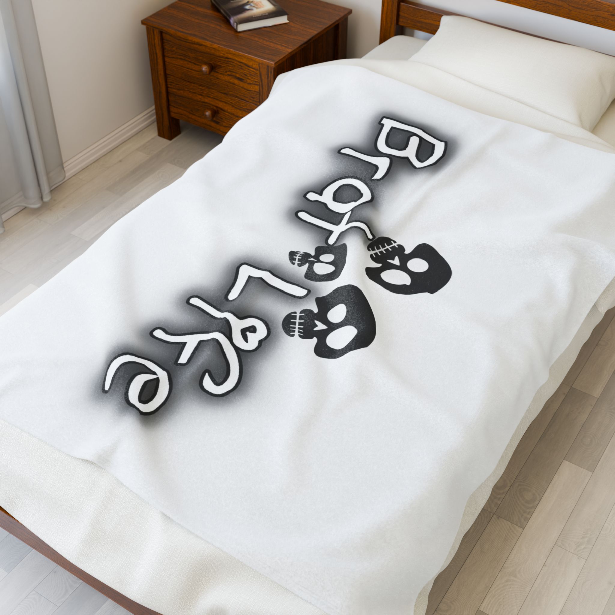 Brat Life TriSkull Velveteen Plush Blanket - Image 3