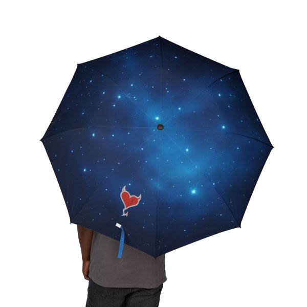 Starry Night Heart Foldable Umbrella — Semi‑Automatic Compact Rain Umbrella
