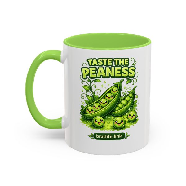 Taste the Peaness Mug — “Peas of Happiness” Color Accent Coffee Cup