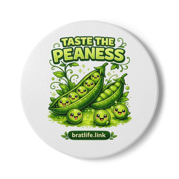 Ceramic Coaster — "Taste the Peaness" Cute Kawaii Pea Pods Drink Coaster